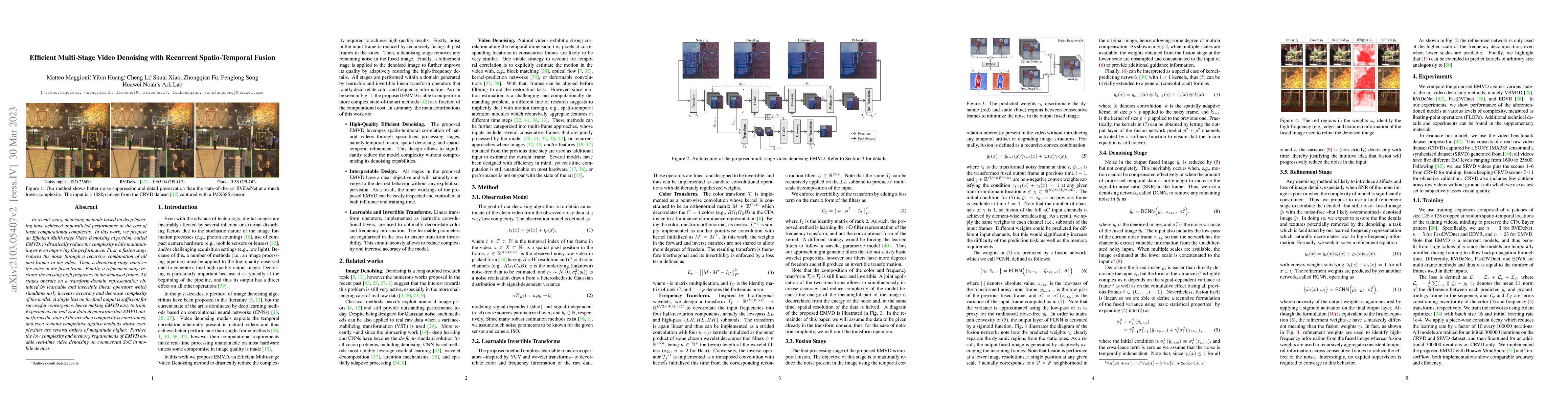 Thumbnail for Efficient Multi-Stage Video Denoising with Recurrent Spatio-Temporal
  Fusion
