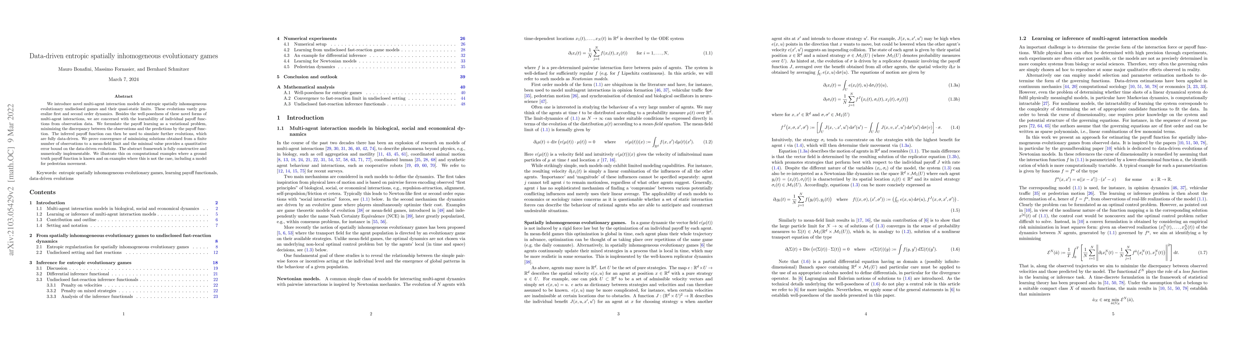 Thumbnail for Data-driven entropic spatially inhomogeneous evolutionary games