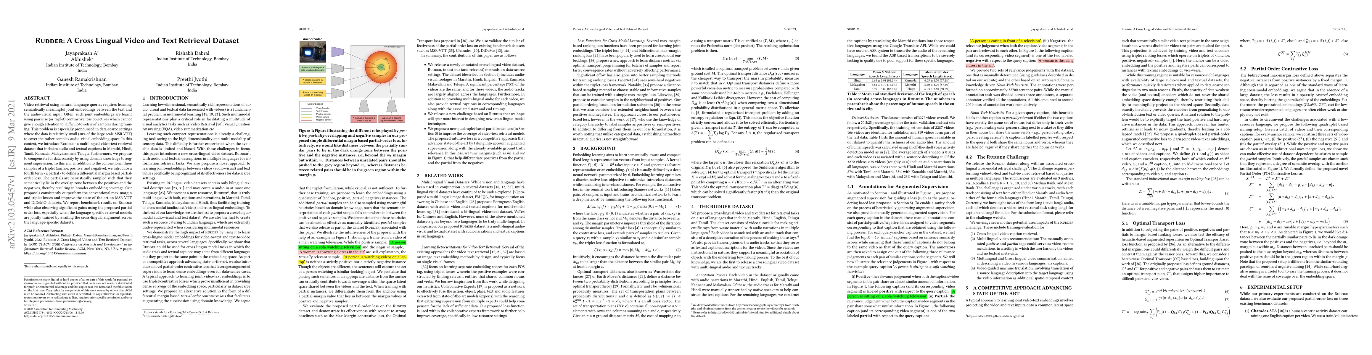 Thumbnail for Rudder: A Cross Lingual Video and Text Retrieval Dataset