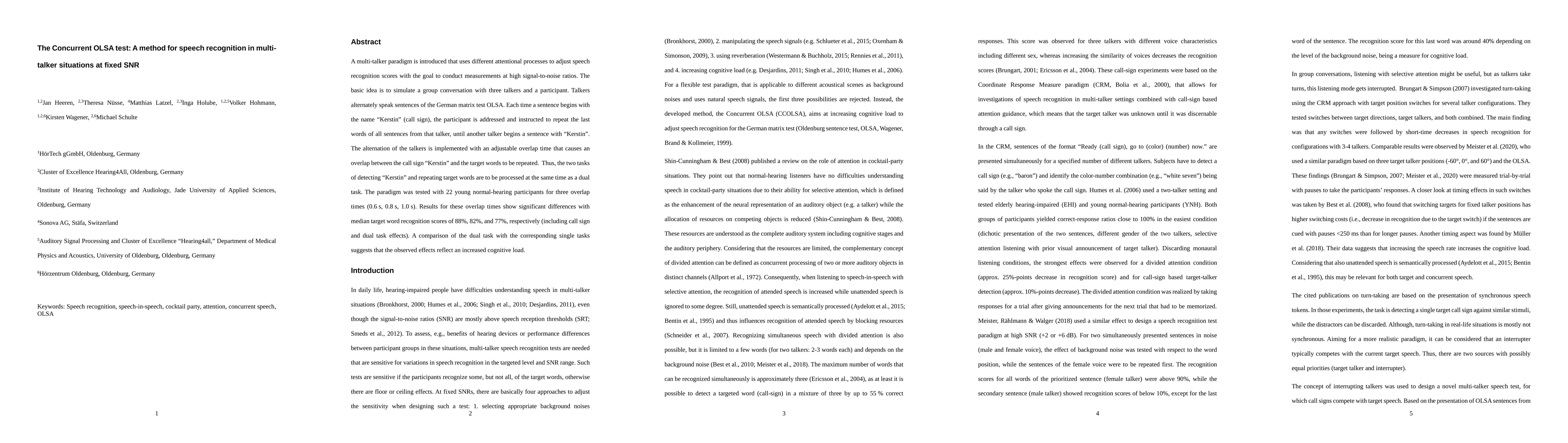 Thumbnail for The Concurrent OLSA test: A method for speech recognition in
  multi-talker situations at fixed SNR