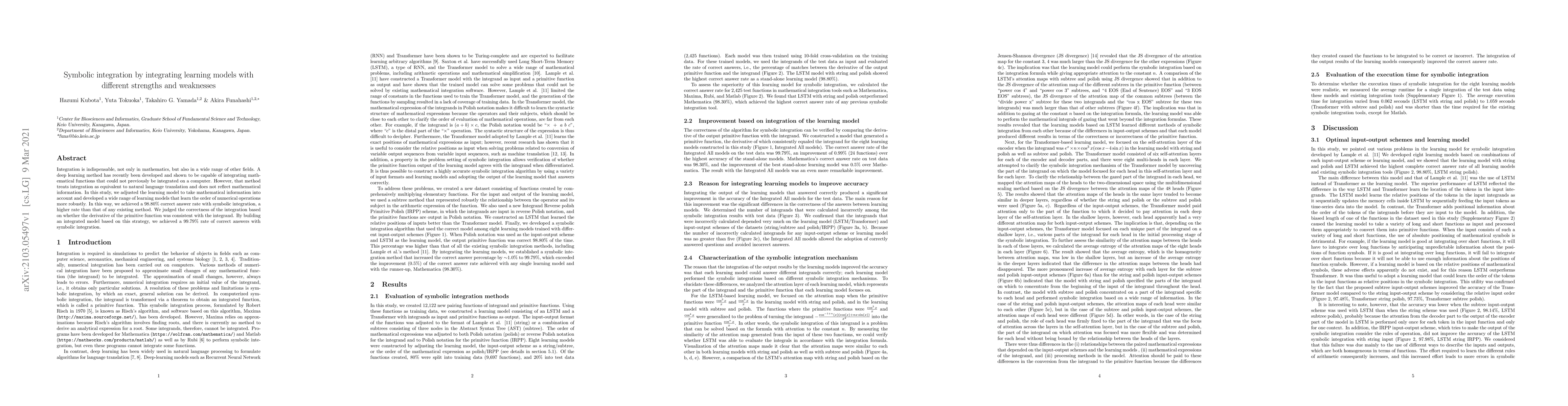 Thumbnail for Symbolic integration by integrating learning models with different
  strengths and weaknesses