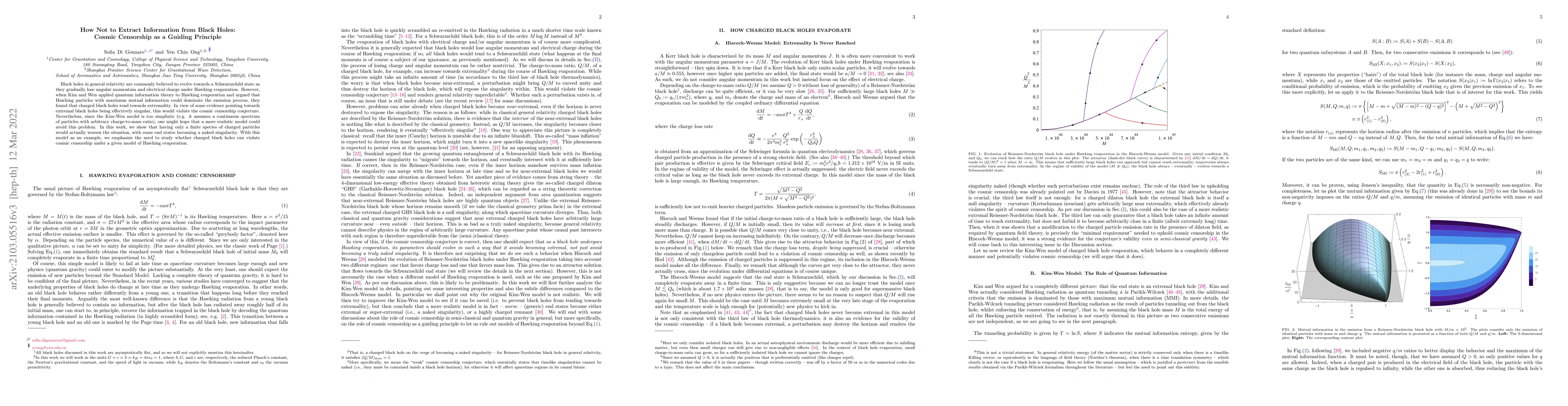Thumbnail for How Not to Extract Information From Black Holes: Cosmic Censorship as a
  Guiding Principle