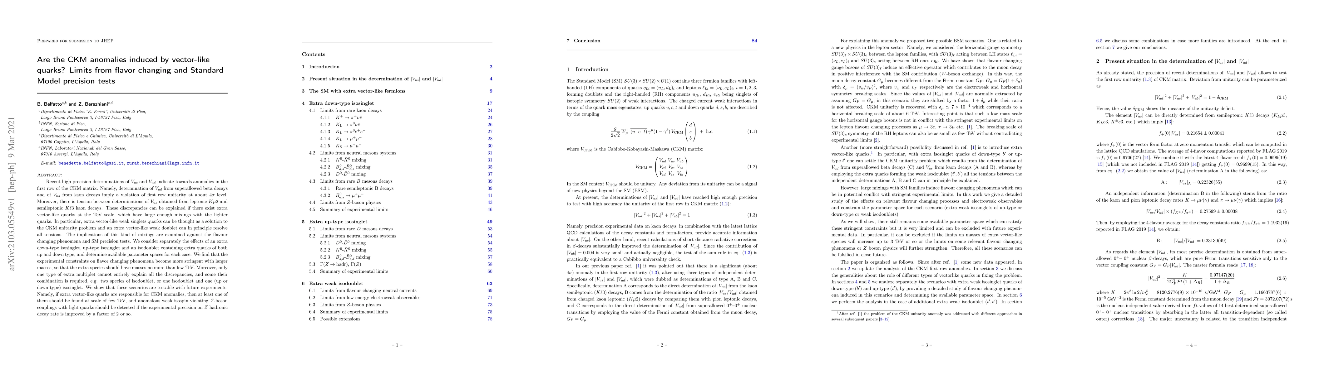 Thumbnail for Are the CKM anomalies induced by vector-like quarks? Limits from flavor
  changing and Standard Model precision tests