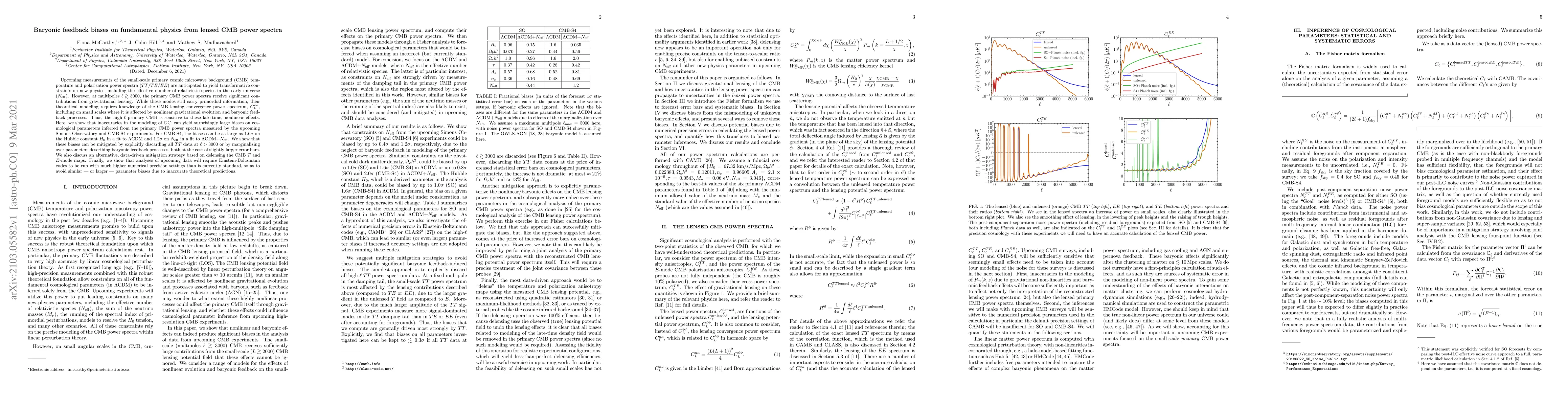 Thumbnail for Baryonic feedback biases on fundamental physics from lensed CMB power
  spectra