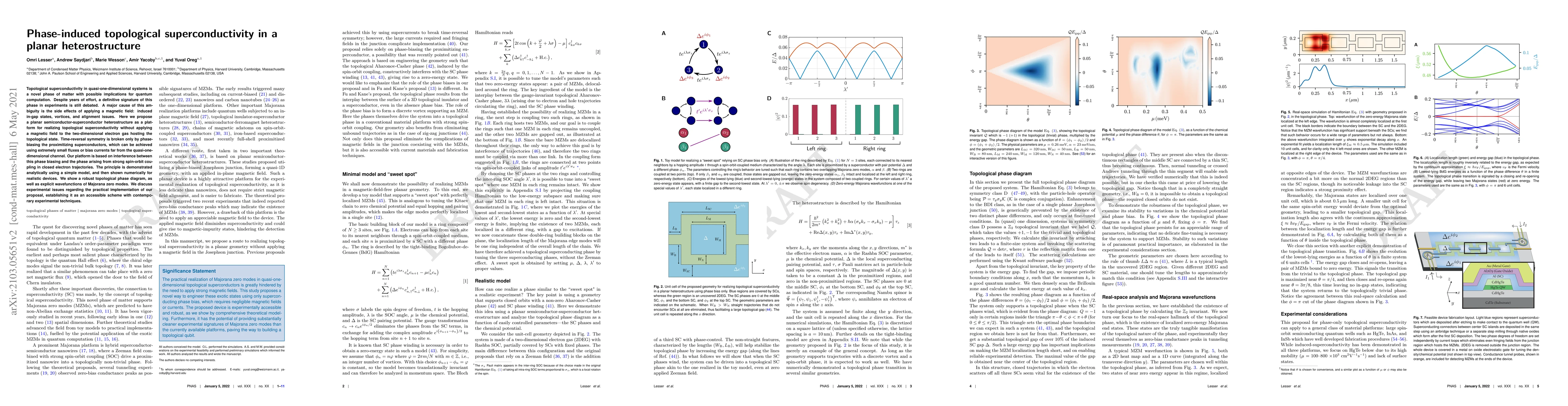 Thumbnail for Phase-induced topological superconductivity in a planar heterostructure