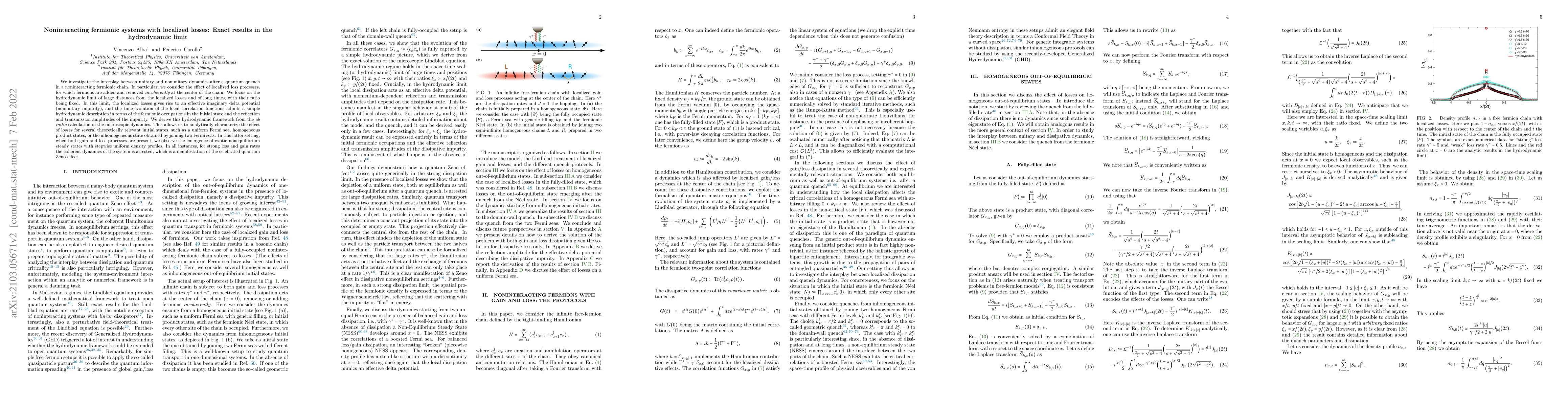 Thumbnail for Noninteracting fermionic systems with localized losses: Exact results in
  the hydrodynamic limit