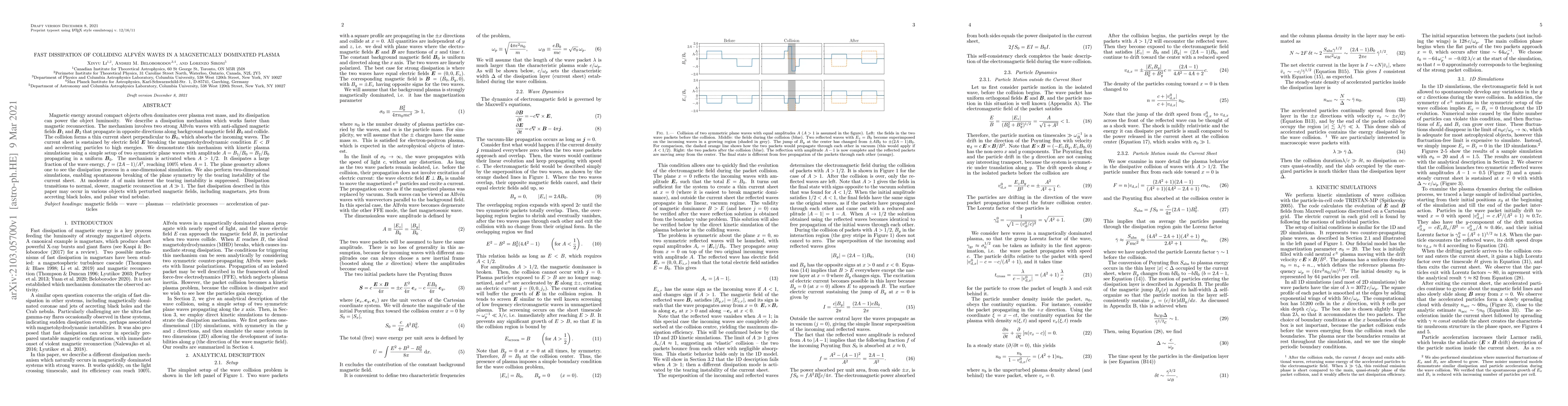 Thumbnail for Fast dissipation of Colliding Alfv\'en Waves in a Magnetically Dominated
  Plasma