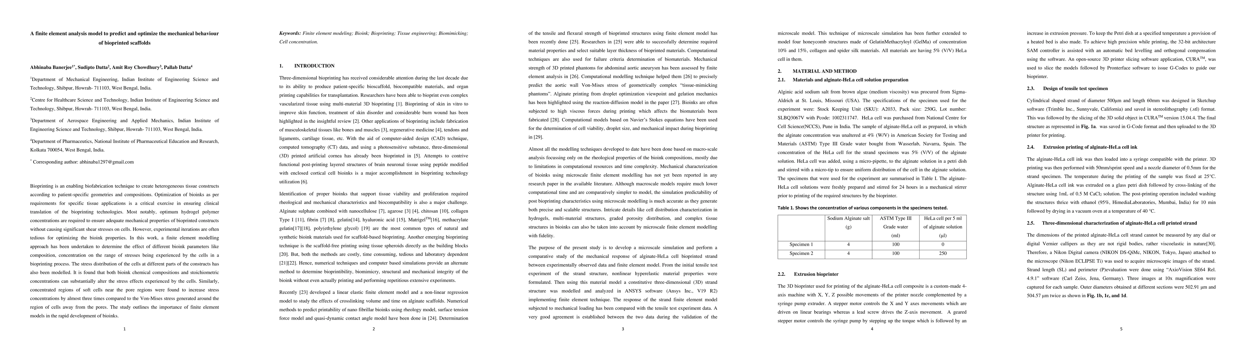Thumbnail for A finite element analysis model to predict and optimize the mechanical
  behaviour of bioprinted scaffolds