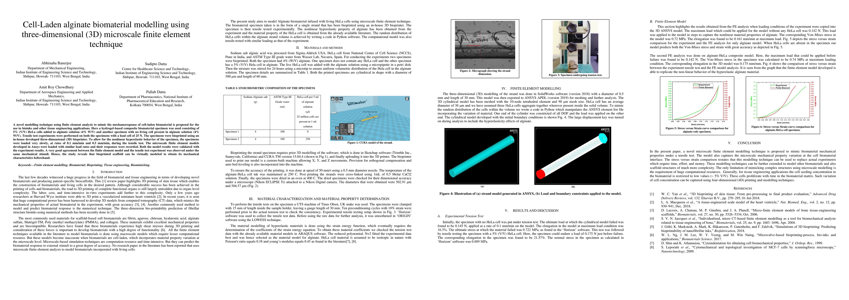 Thumbnail for Cell-Laden alginate biomaterial modelling using three-dimensional (3D)
  microscale finite element technique