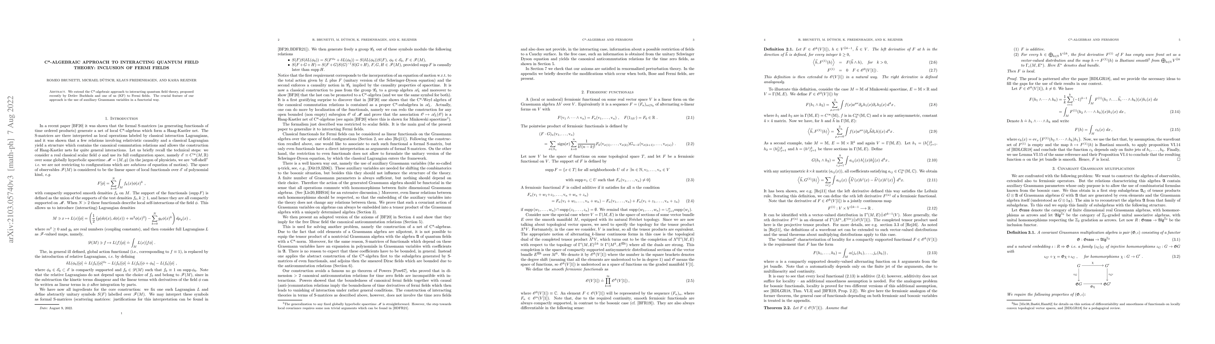 Thumbnail for $C^*$-algebraic approach to interacting quantum field theory: Inclusion
  of Fermi fields