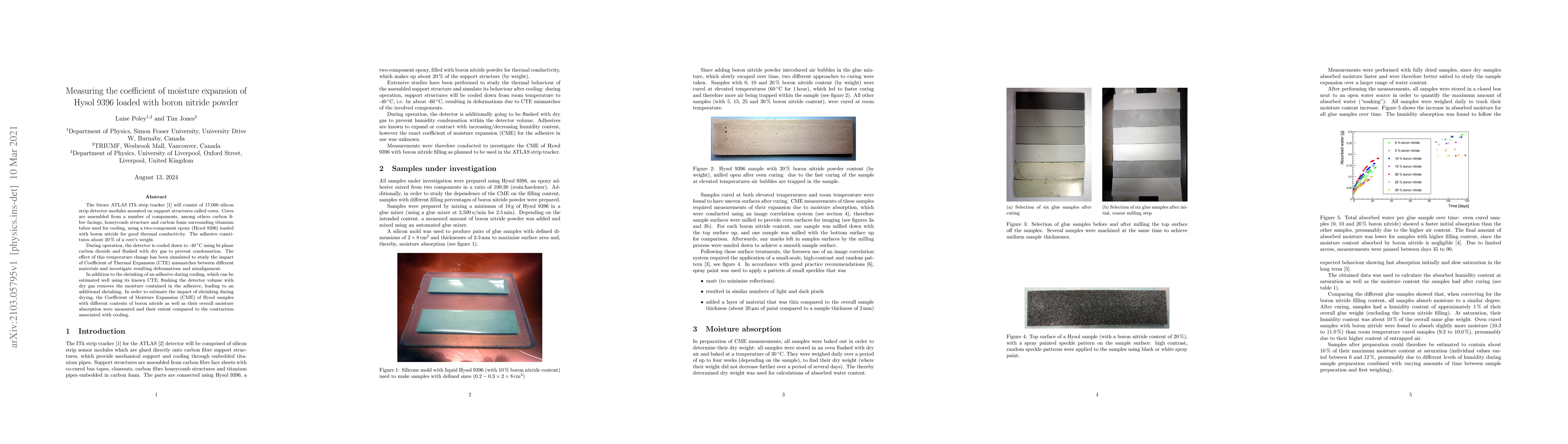 Thumbnail for Measuring the coefficient of moisture expansion of Hysol 9396 loaded
  with boron nitride powder