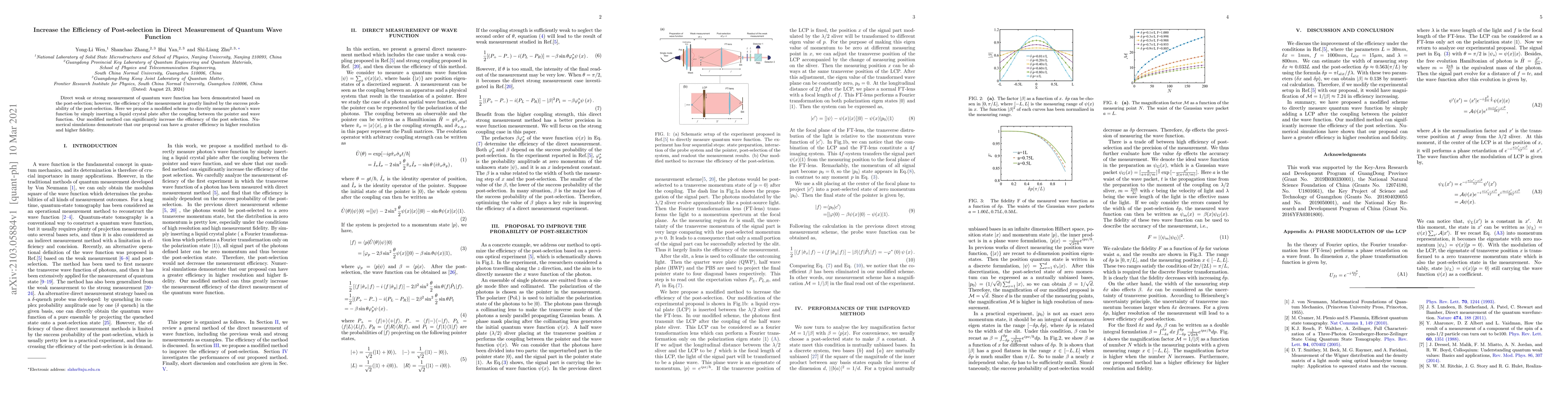 Thumbnail for Increase the Efficiency of Post-selection in Direct Measurement of
  Quantum Wave Function