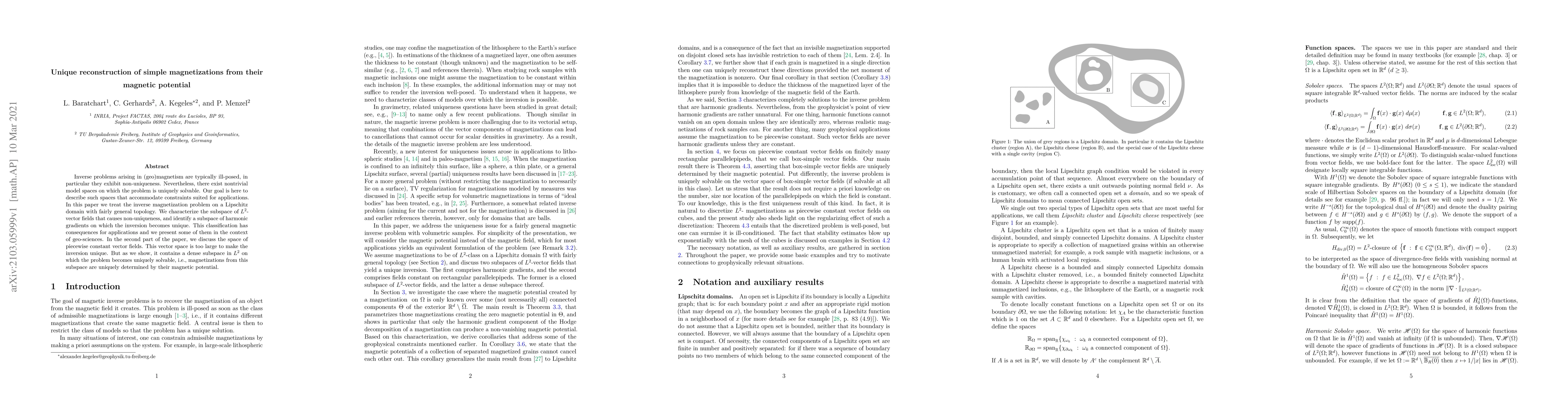 Thumbnail for Unique reconstruction of simple magnetizations from their magnetic
  potential