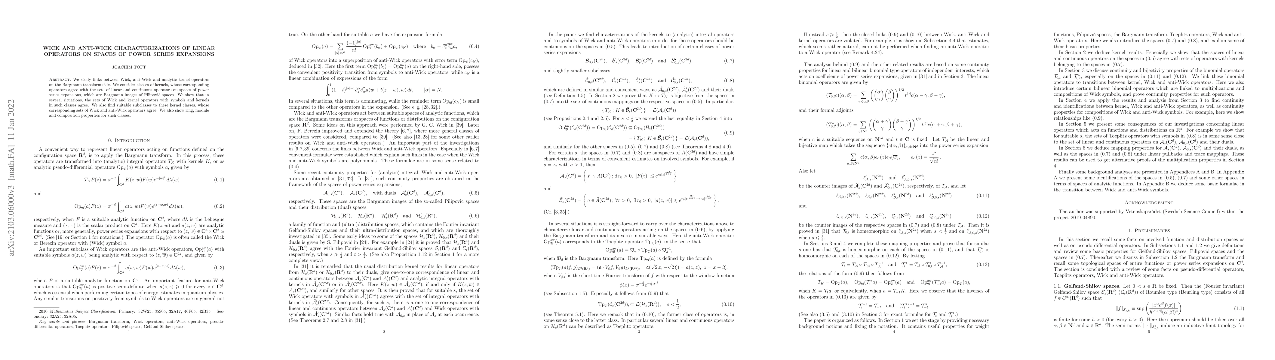 Thumbnail for Wick and anti-Wick characterizations of linear operators on spaces of
  power series expansions