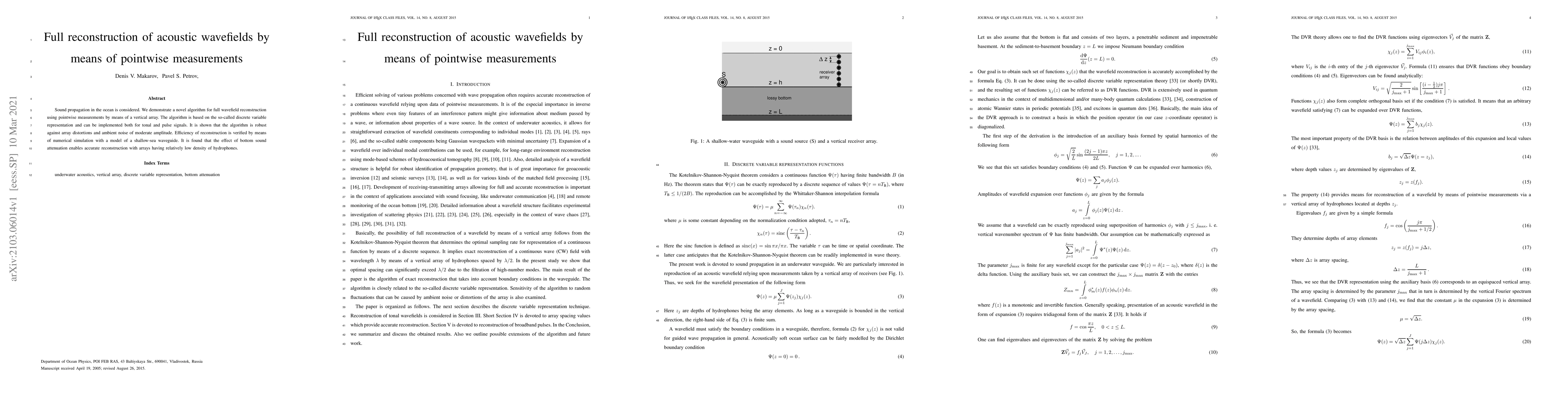 Thumbnail for Full reconstruction of acoustic wavefields by means of pointwise
  measurements