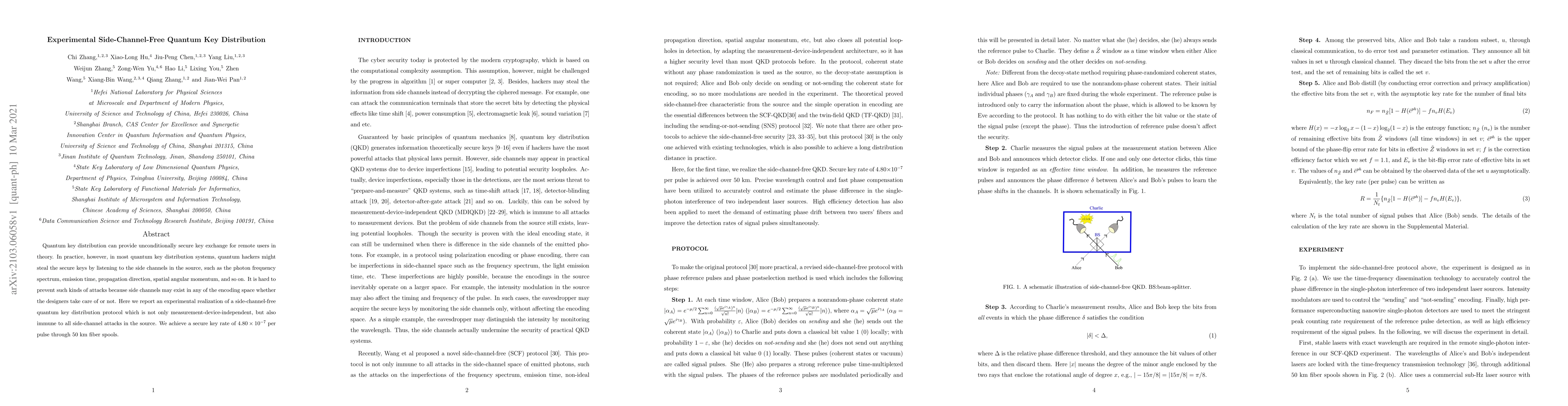Thumbnail for Experimental Side-Channel-Free Quantum Key Distribution