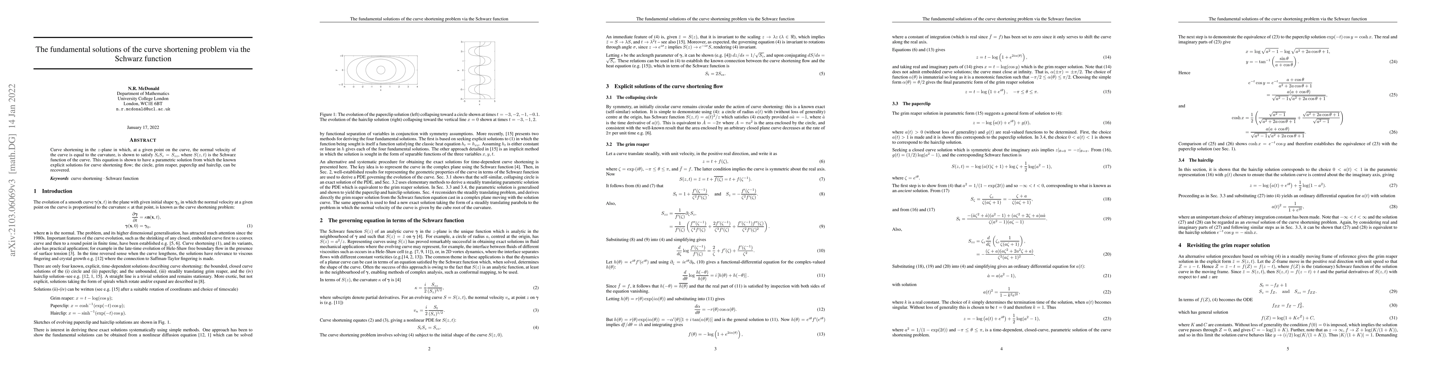 Thumbnail for The fundamental solutions of the curve shortening problem via the
  Schwarz function