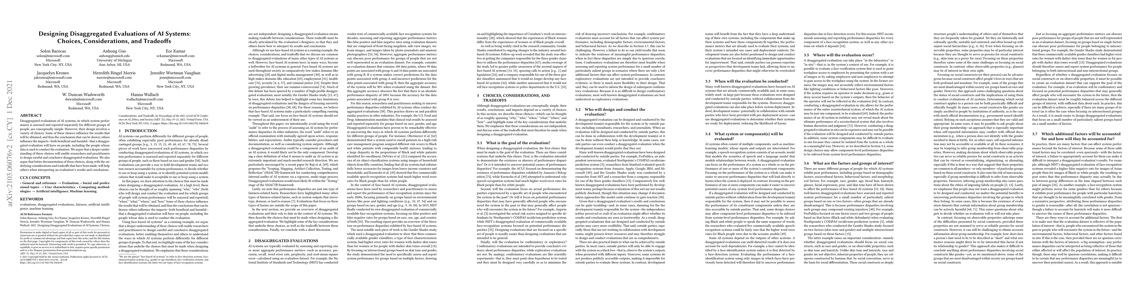 Thumbnail for Designing Disaggregated Evaluations of AI Systems: Choices,
  Considerations, and Tradeoffs