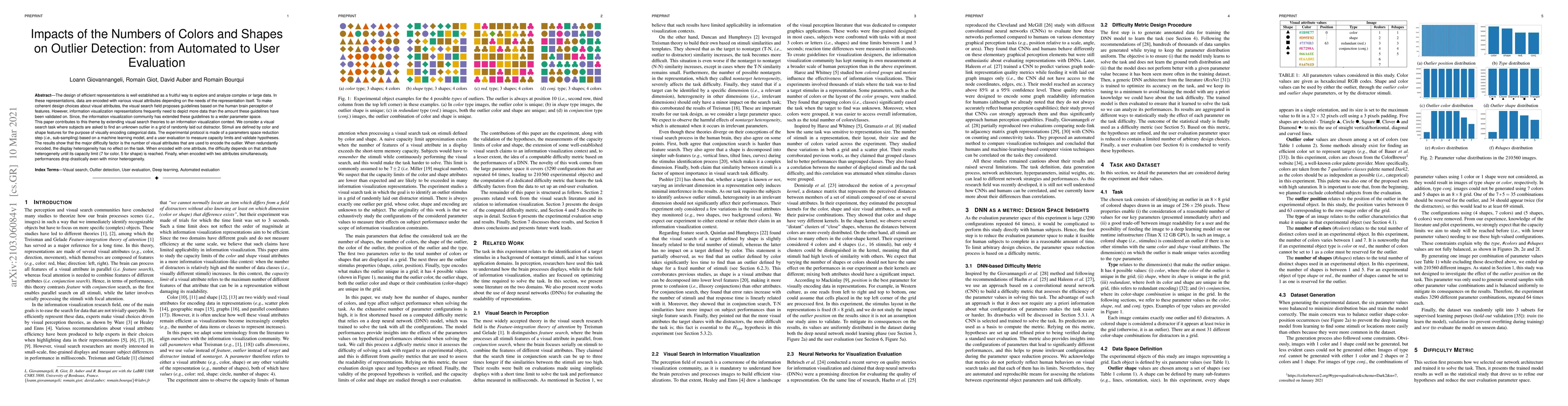 Thumbnail for Impacts of the Numbers of Colors and Shapes on Outlier Detection: from
  Automated to User Evaluation