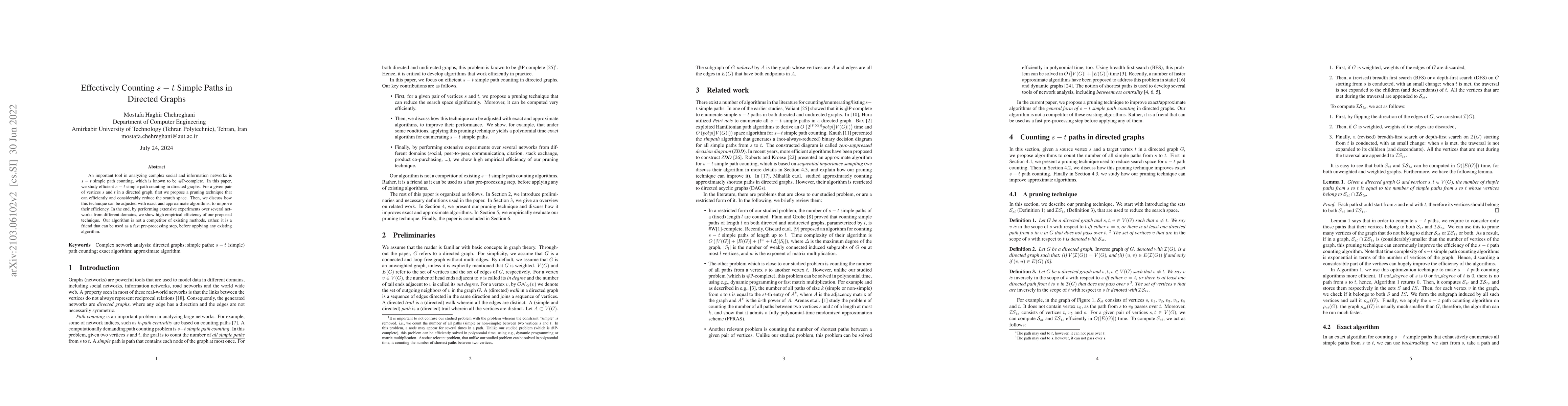 Thumbnail for Effectively Counting s-t Simple Paths in Directed Graphs