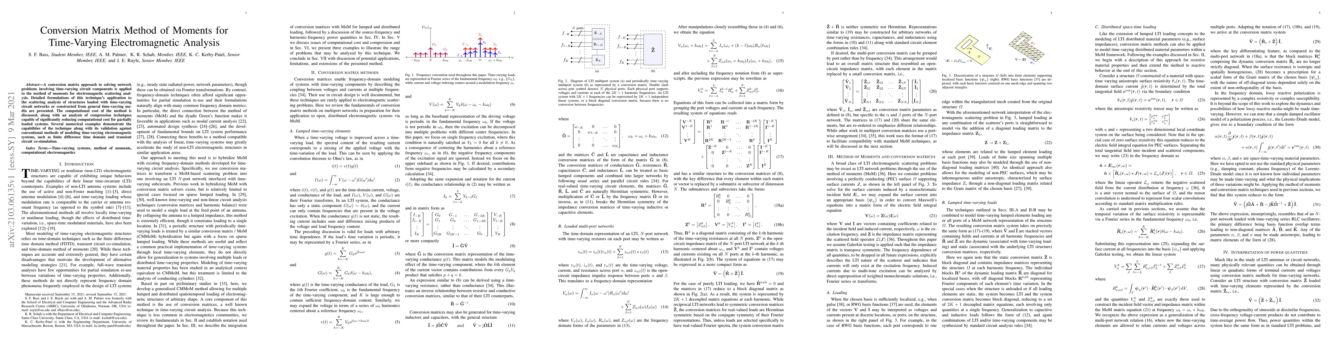 Thumbnail for Conversion Matrix Method of Moments for Time-Varying Electromagnetic
  Analysis