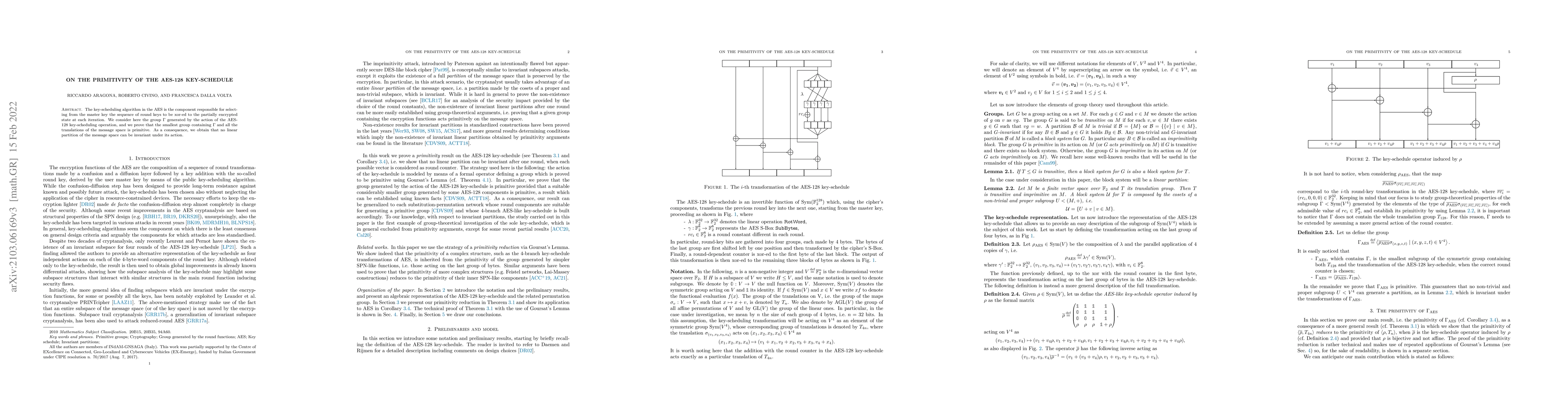 Thumbnail for On the primitivity of the AES-128 key-schedule