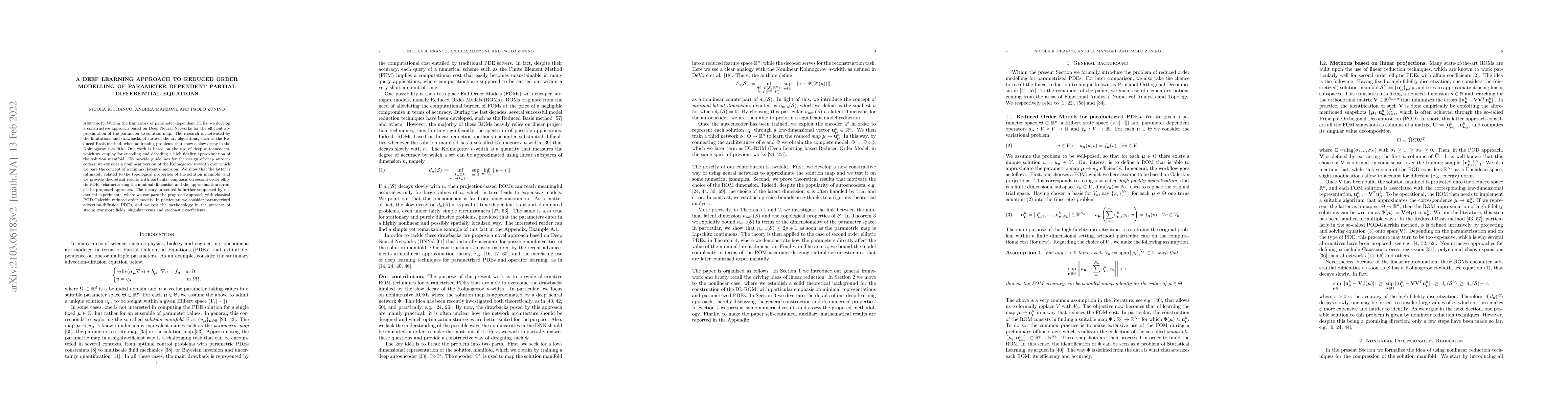 Thumbnail for A Deep Learning approach to Reduced Order Modelling of Parameter
  Dependent Partial Differential Equations