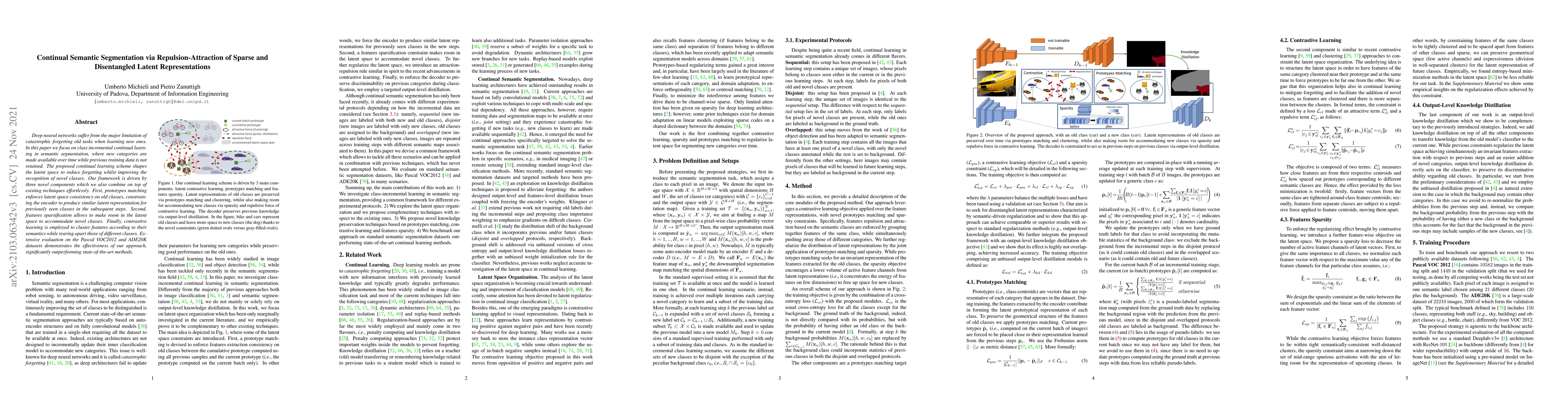 Thumbnail for Continual Semantic Segmentation via Repulsion-Attraction of Sparse and
  Disentangled Latent Representations