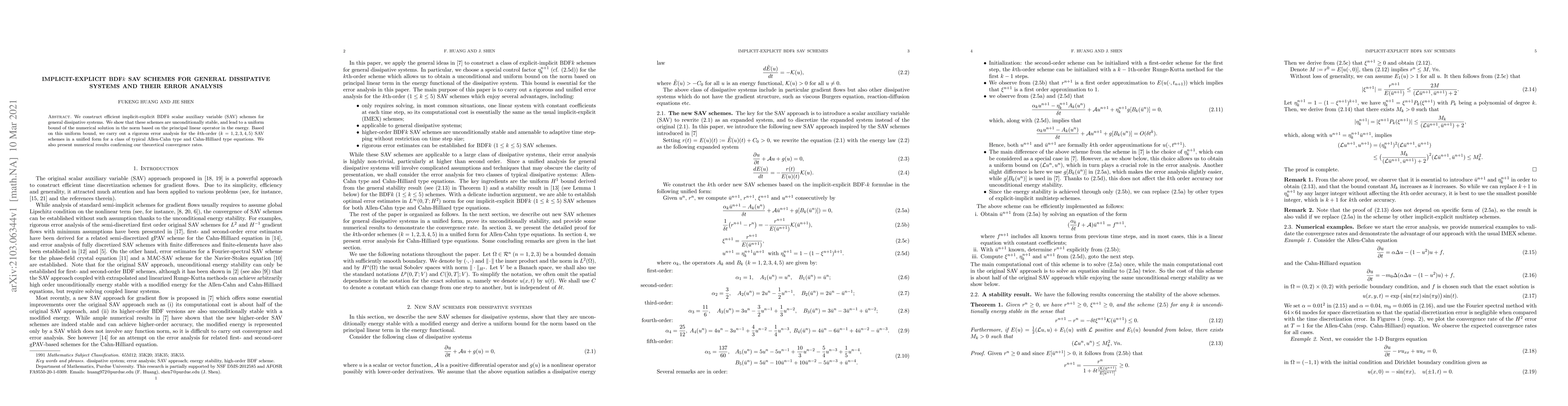 Thumbnail for Implicit-explicit BDF $k$ SAV schemes for general dissipative systems
  and their error analysis