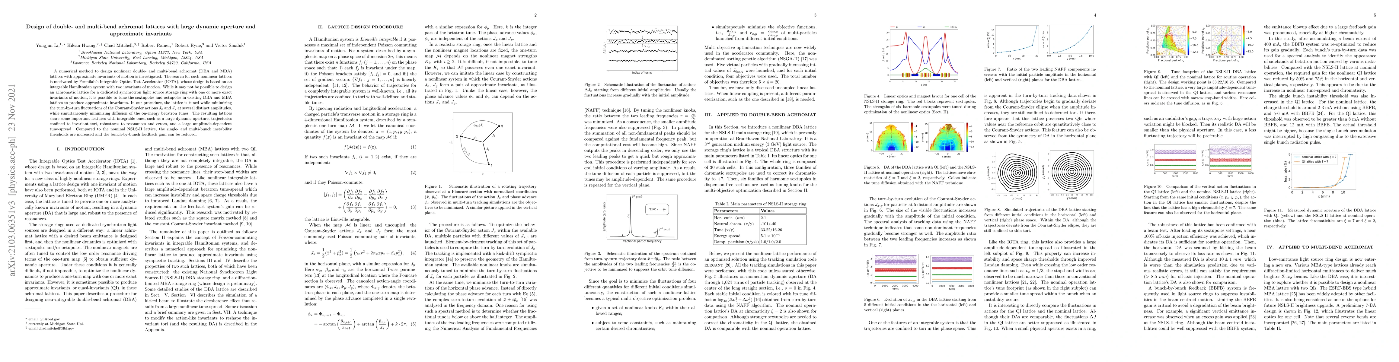 Thumbnail for Design of double- and multi-bend achromat lattices with large dynamic
  aperture and approximate invariants