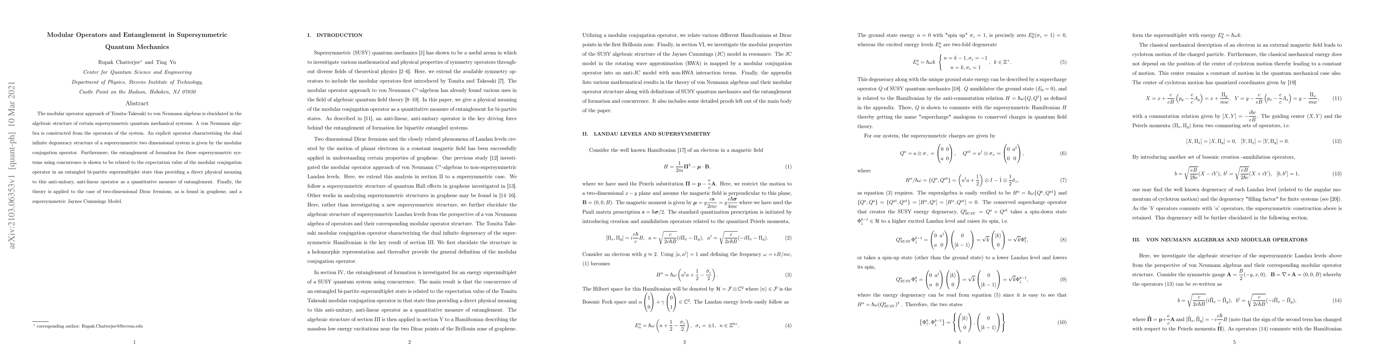 Thumbnail for Modular Operators and Entanglement in Supersymmetric Quantum Mechanics