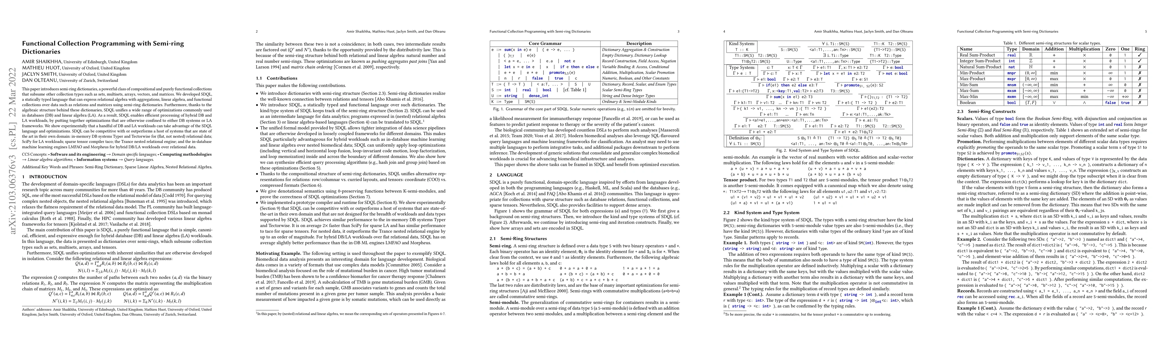 Thumbnail for Functional Collection Programming with Semi-Ring Dictionaries