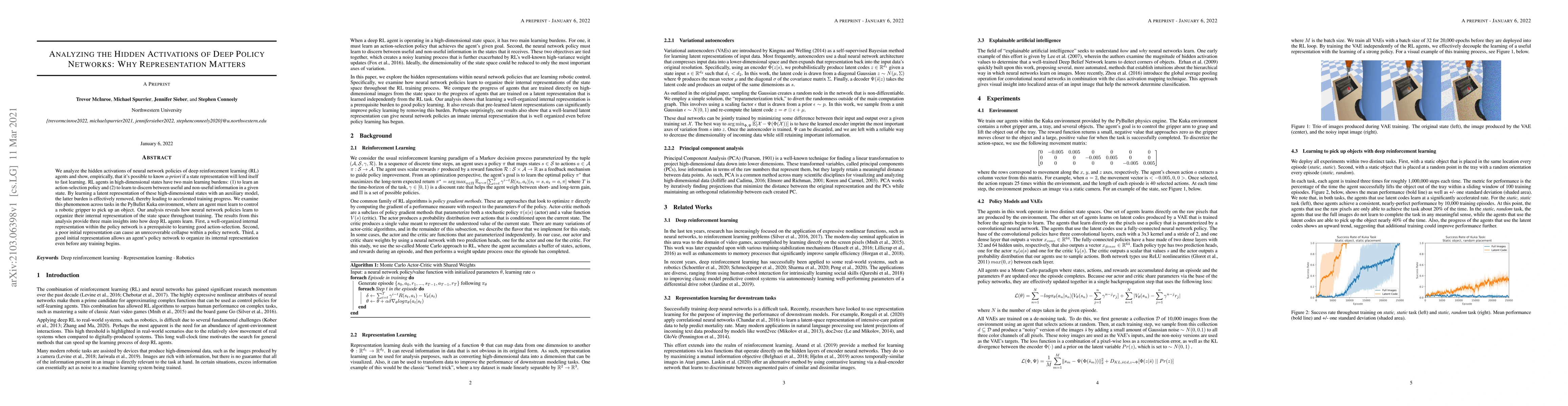 Thumbnail for Analyzing the Hidden Activations of Deep Policy Networks: Why
  Representation Matters