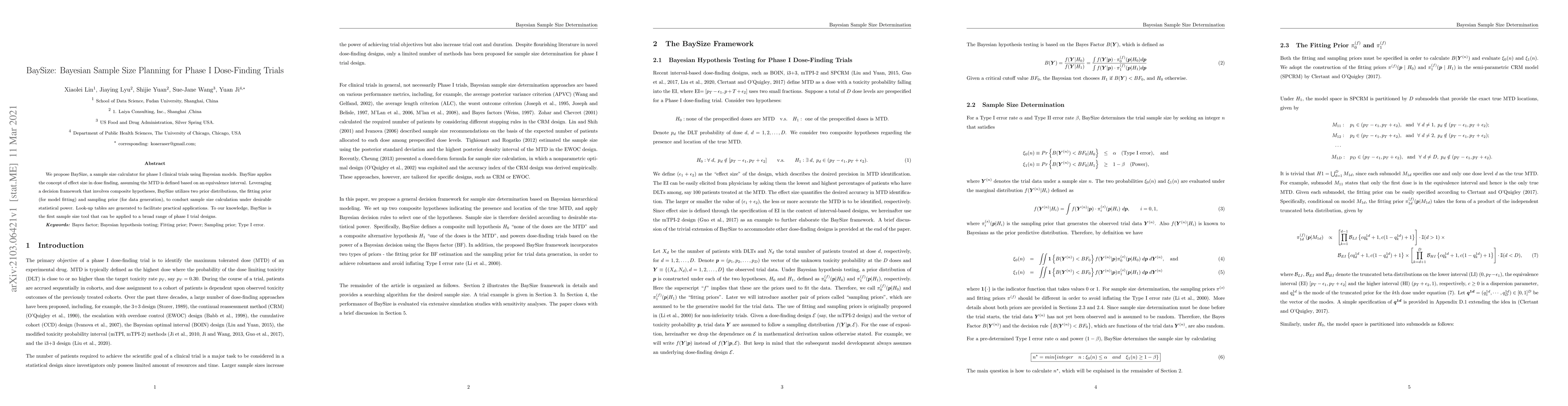 Thumbnail for BaySize: Bayesian Sample Size Planning for Phase I Dose-Finding Trials