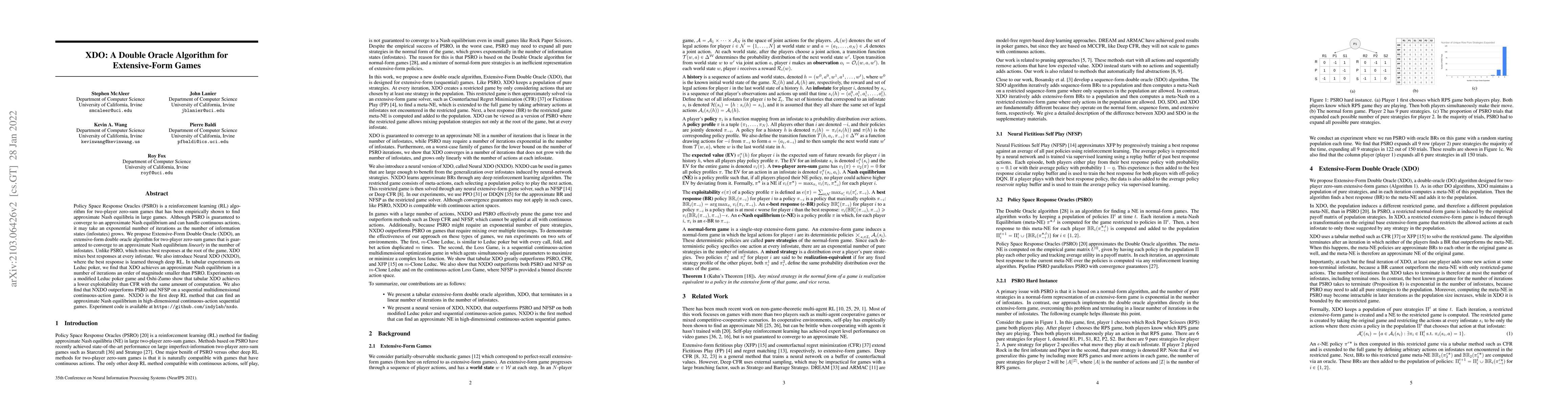 Thumbnail for XDO: A Double Oracle Algorithm for Extensive-Form Games