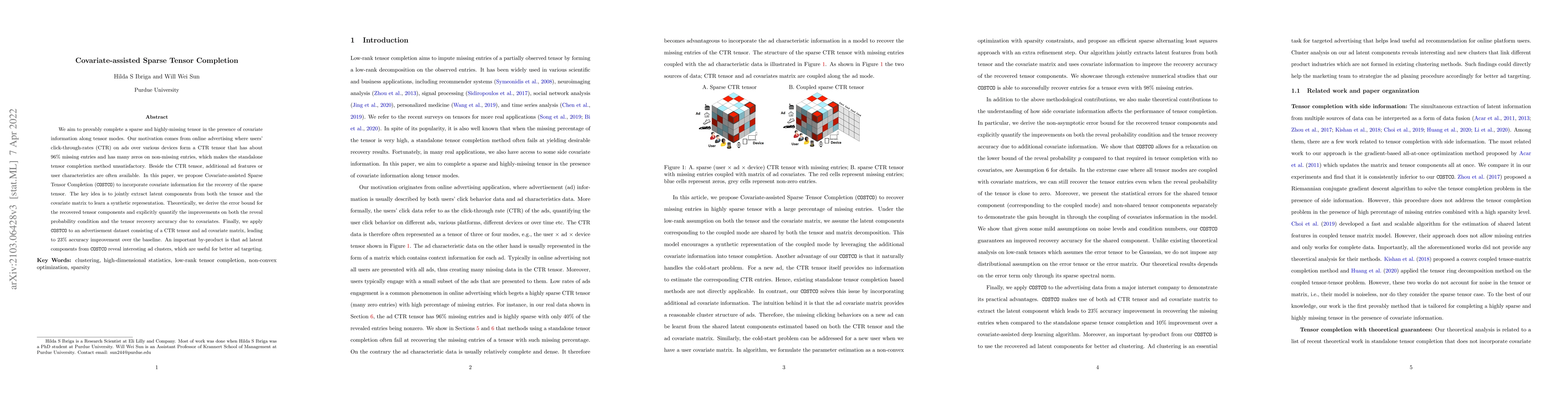 Thumbnail for Covariate-assisted Sparse Tensor Completion