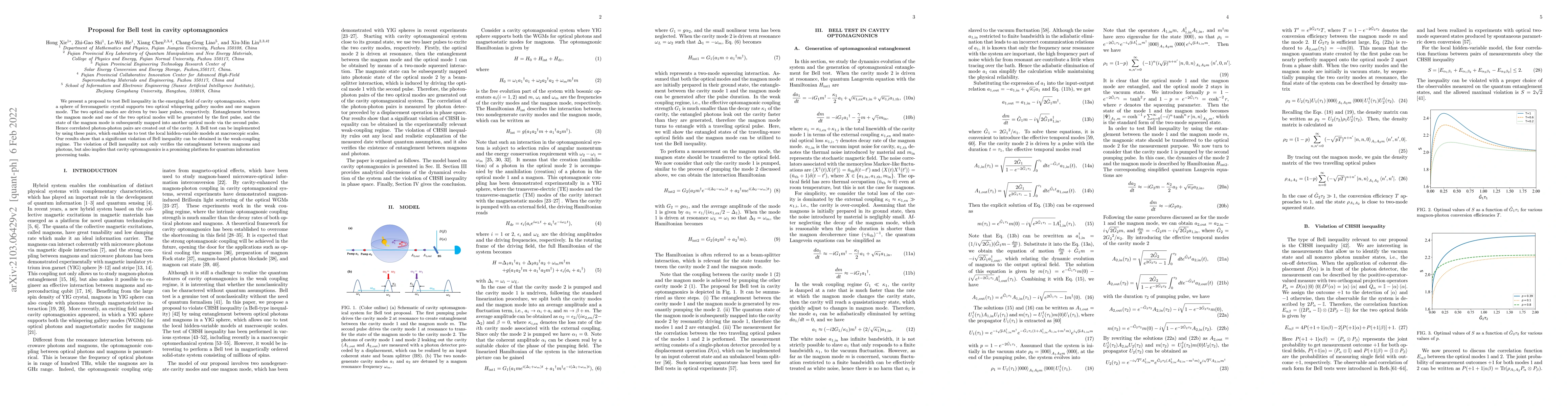 Thumbnail for Proposal for a Bell test in cavity optomagnonics