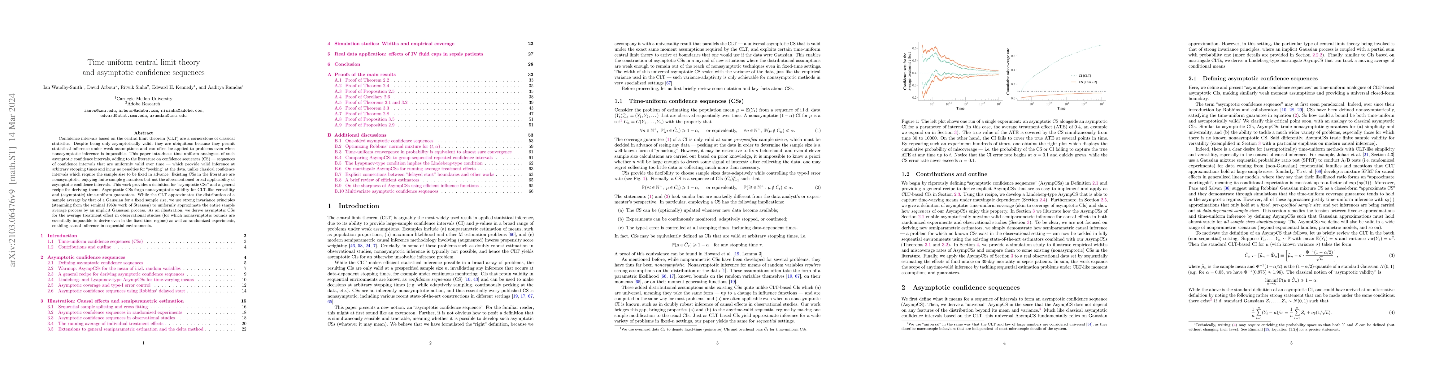 Thumbnail for Time-uniform central limit theory and asymptotic confidence sequences