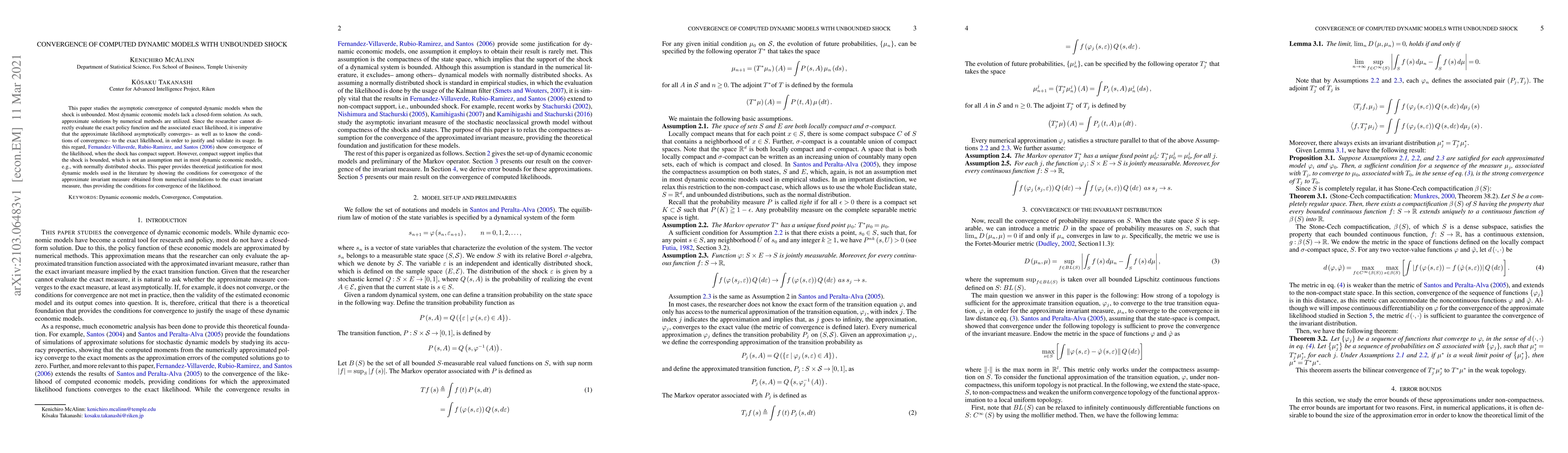 Thumbnail for Convergence of Computed Dynamic Models with Unbounded Shock
