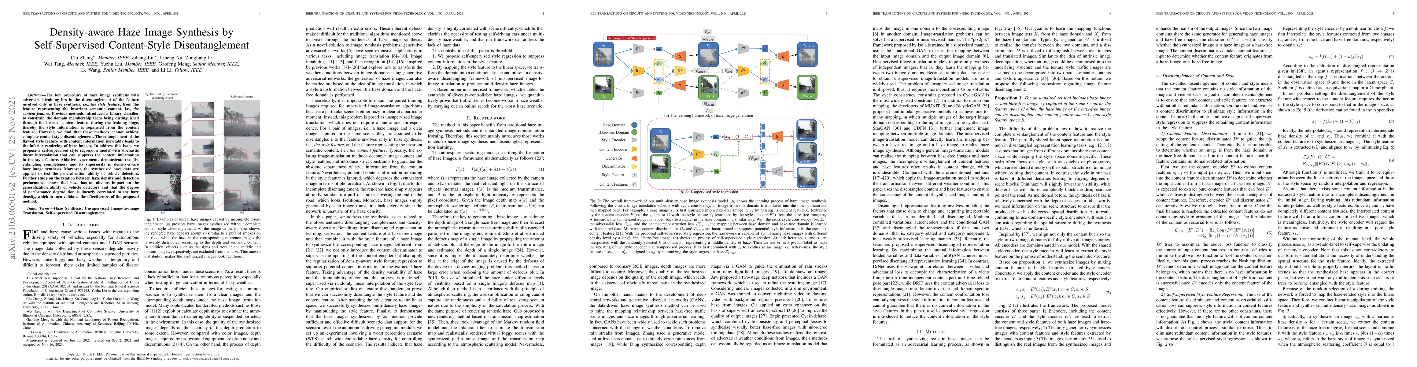Thumbnail for Density-aware Haze Image Synthesis by Self-Supervised Content-Style
  Disentanglement