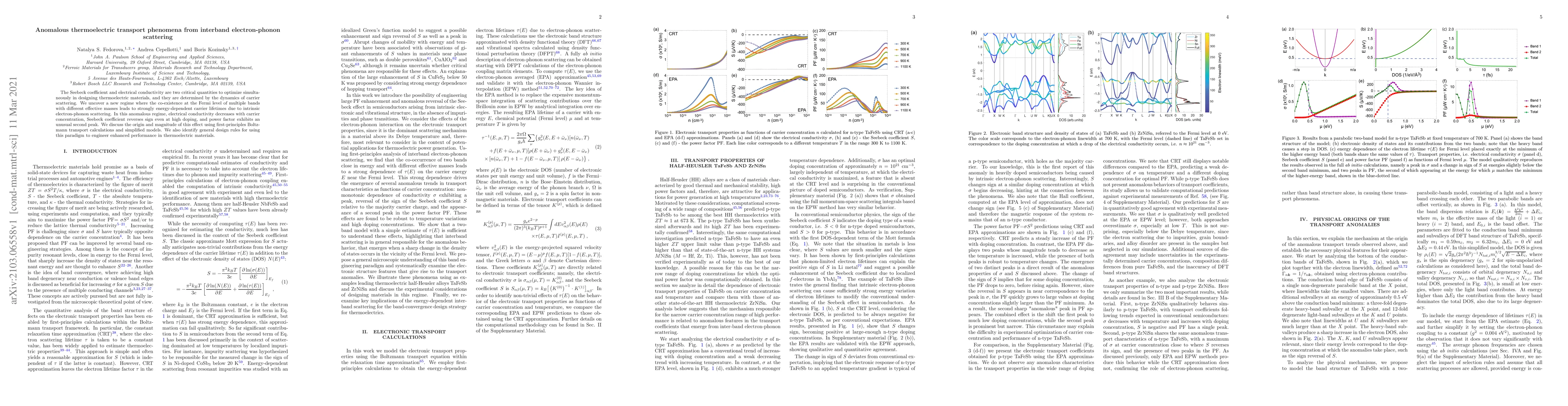 Thumbnail for Anomalous thermoelectric transport phenomena from interband
  electron-phonon scattering
