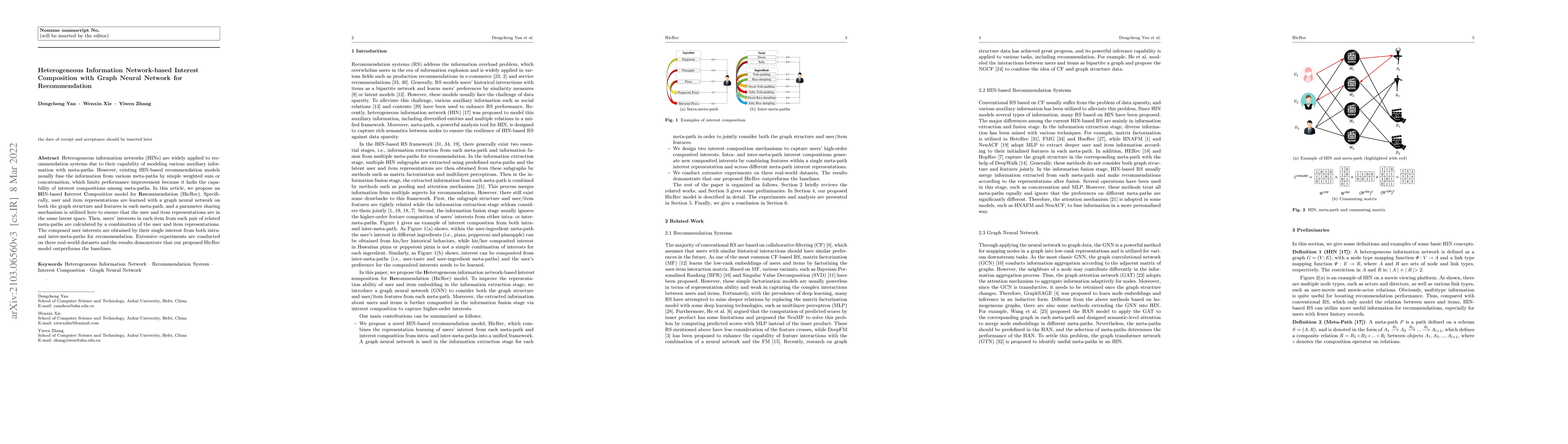 Thumbnail for Heterogeneous Information Network-based Interest Composition with Graph
  Neural Network for Recommendation