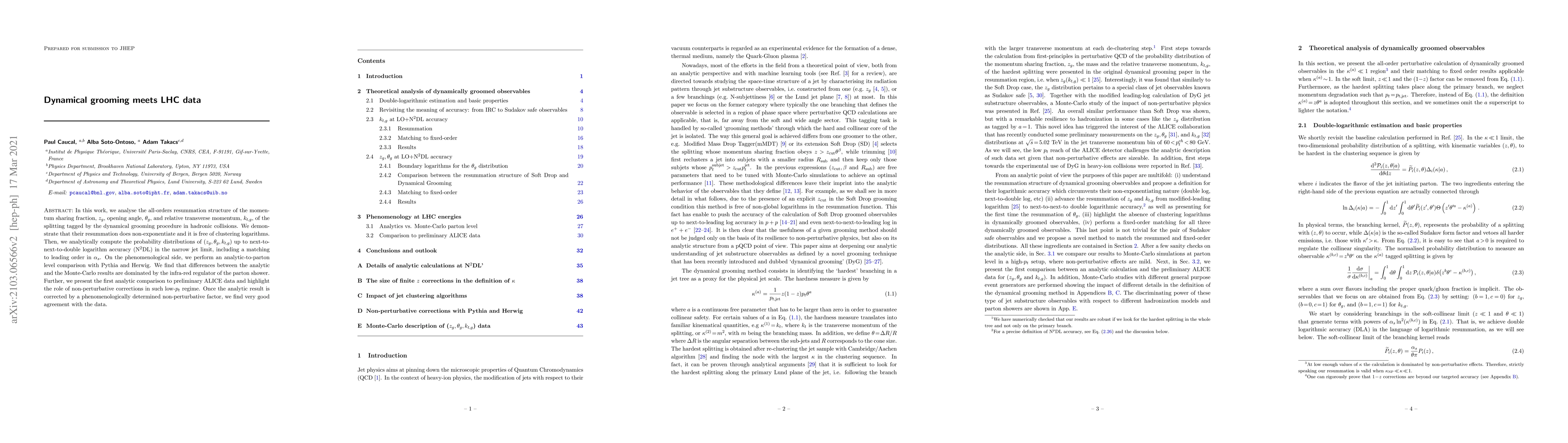 Thumbnail for Dynamical grooming meets LHC data