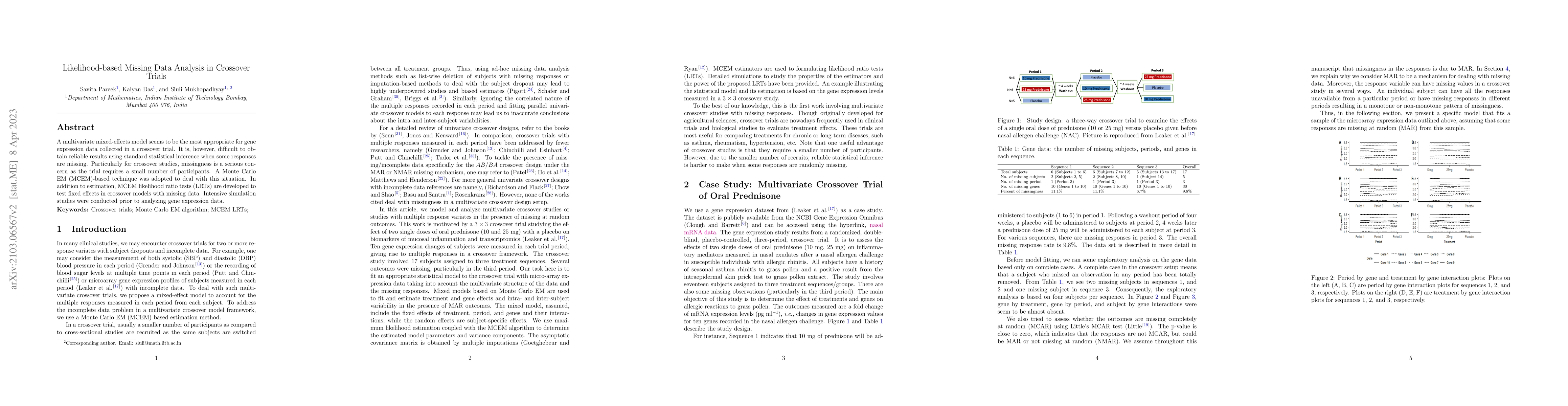 Thumbnail for Likelihood-based Missing Data Analysis in Crossover Trials