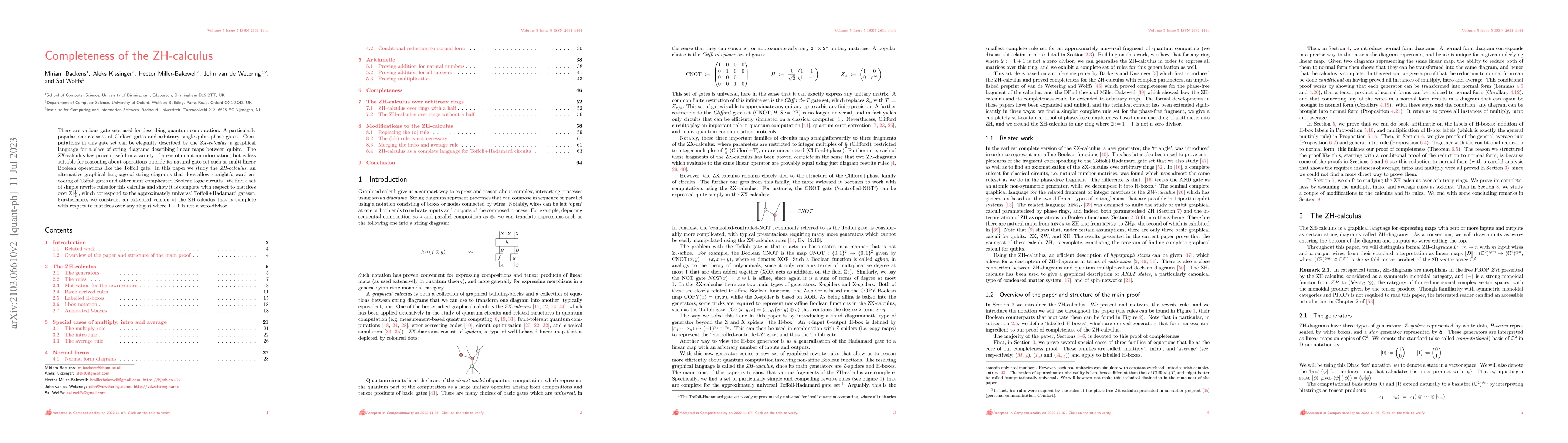 Thumbnail for Completeness of the ZH-calculus