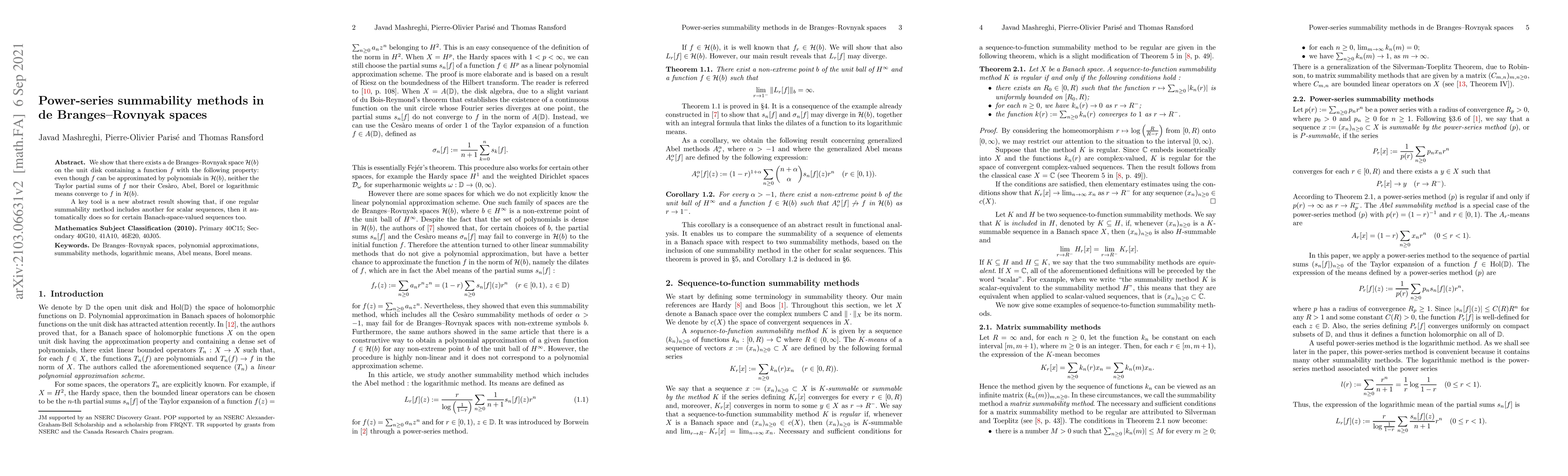 Thumbnail for Power-series summability methods in de Branges-Rovnyak spaces