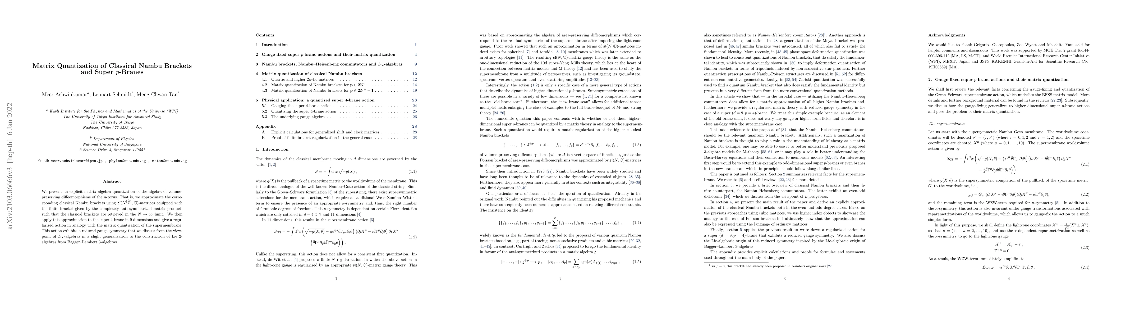 Thumbnail for Matrix Quantization of Classical Nambu Brackets and Super $p$-Branes