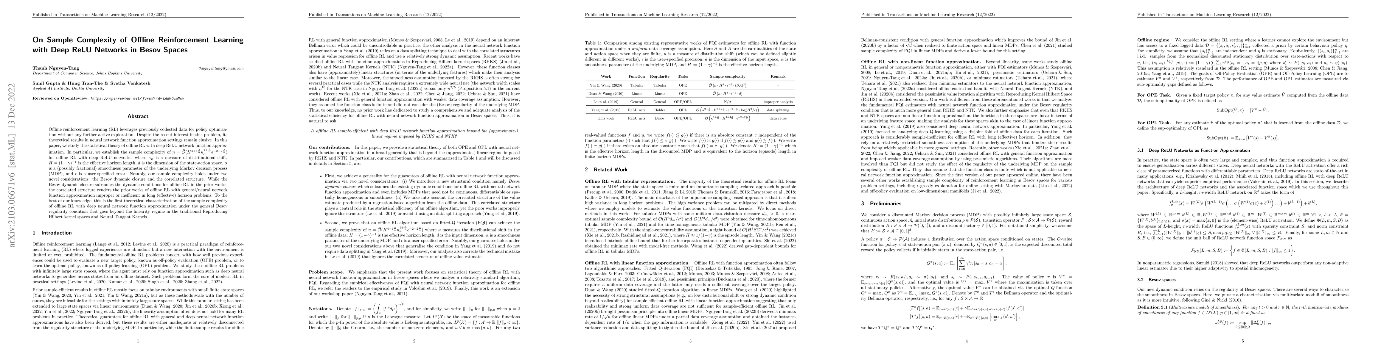 Thumbnail for Sample Complexity of Offline Reinforcement Learning with Deep ReLU
  Networks