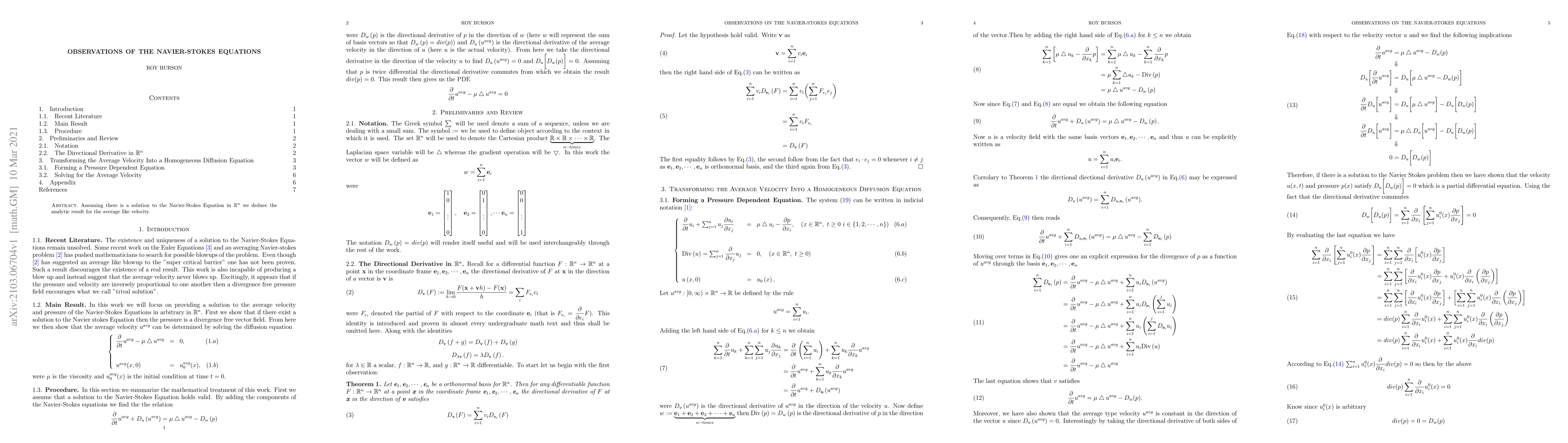Thumbnail for A Geometric analysis of the Navier-Stokes Equations