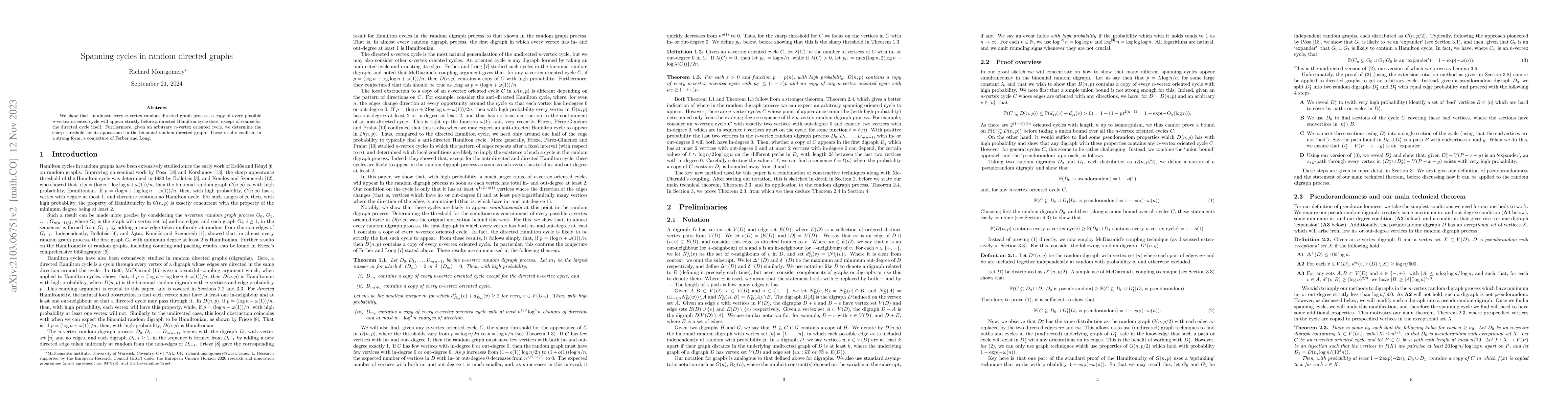 Thumbnail for Spanning cycles in random directed graphs